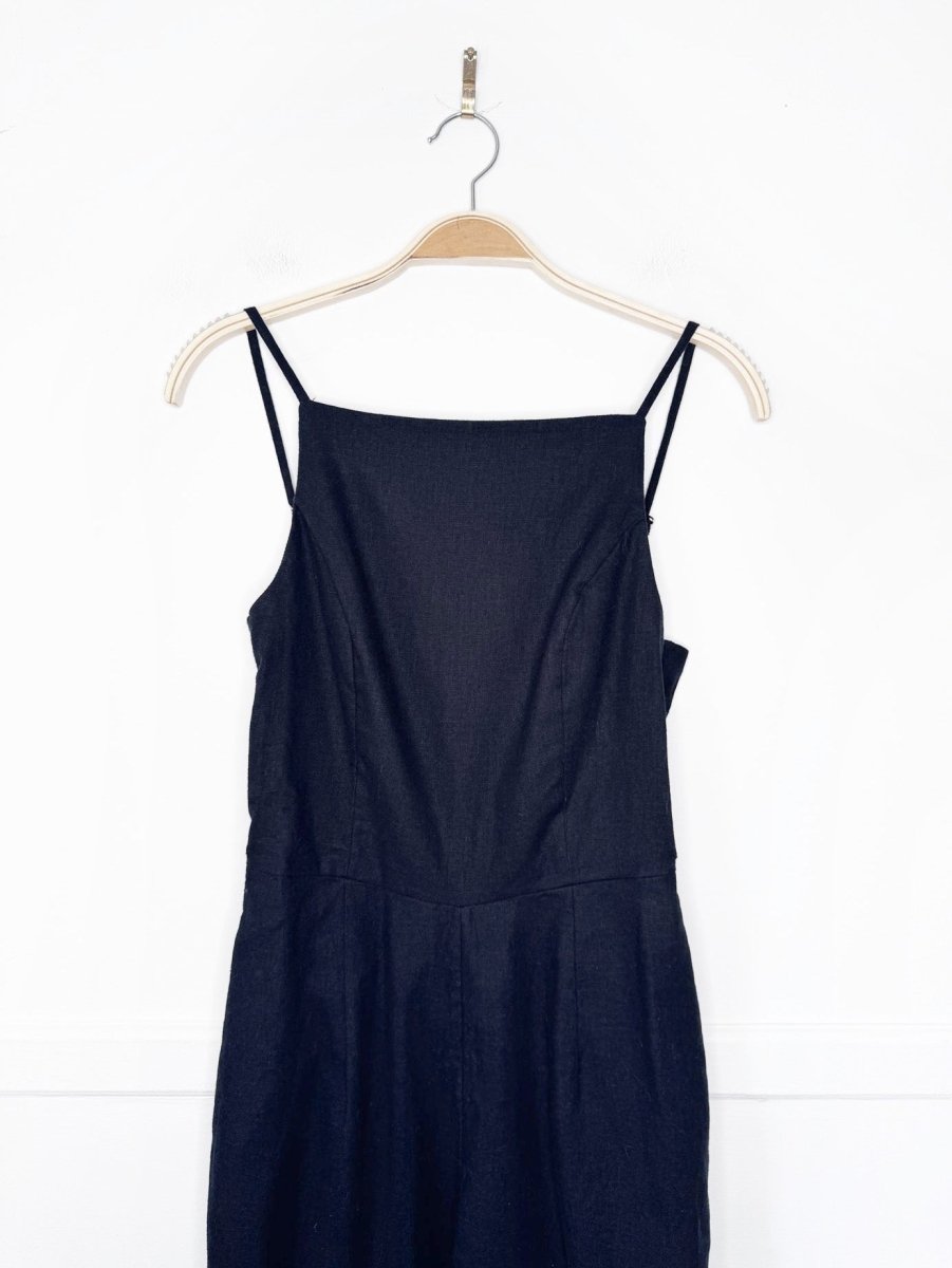 nwt abercrombie linen-blend open back high neck wide leg jumpsuit - good market thrift store