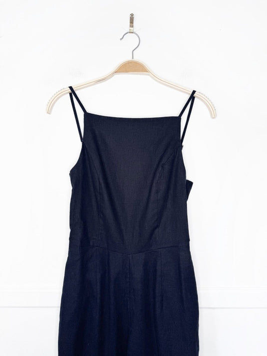 nwt abercrombie linen-blend open back high neck wide leg jumpsuit - good market thrift store