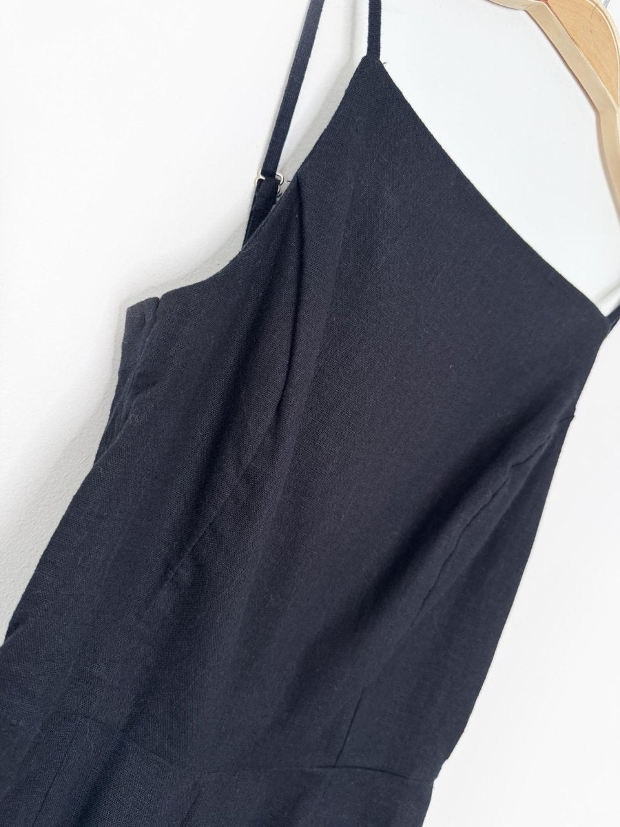 nwt abercrombie linen-blend open back high neck wide leg jumpsuit - good market thrift store