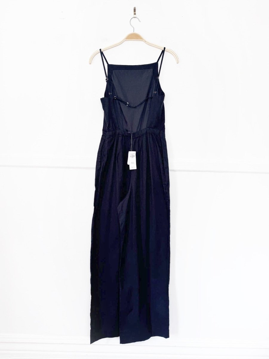 nwt abercrombie linen-blend open back high neck wide leg jumpsuit - good market thrift store