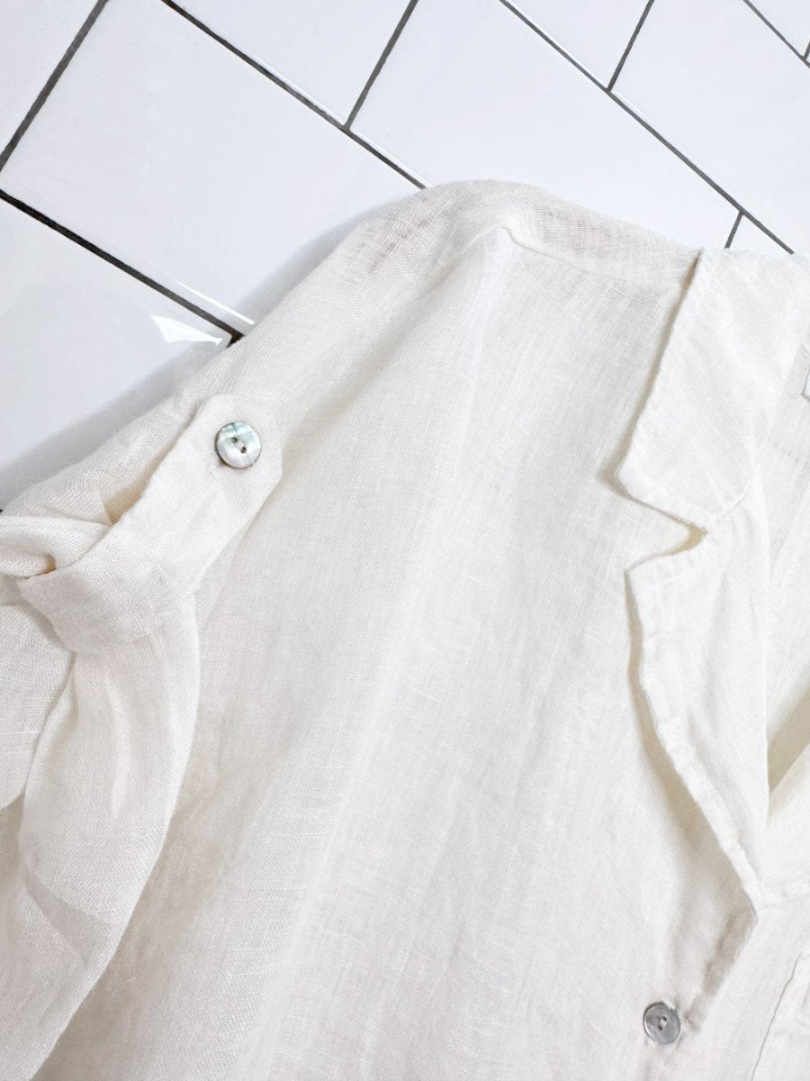 nwt bella dahl 100% linen tie front relaxed fit crop shirt - good market thrift store