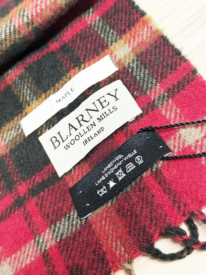 nwt blarney woollen mills 100% lambswool maple tartan fringe scarf | made in Ireland - good market thrift store