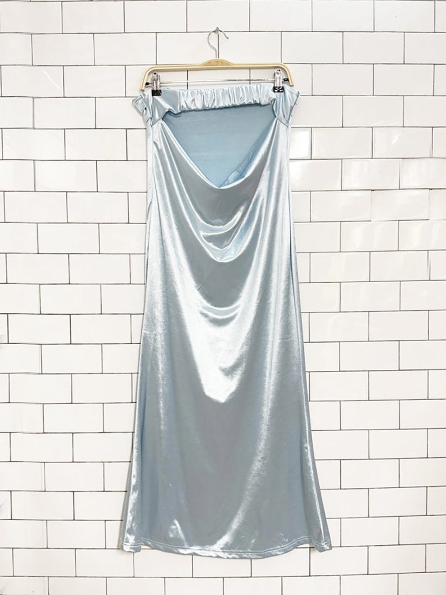 nwt caracilia satin strapless open back midi maxi dress - good market thrift store