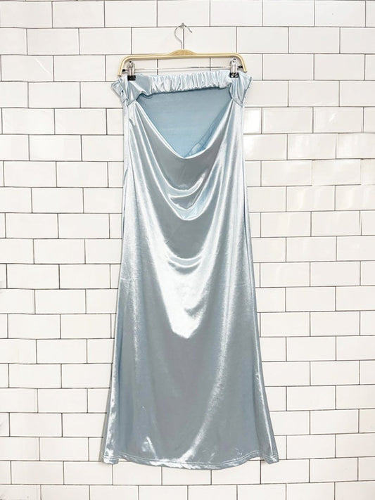 nwt caracilia satin strapless open back midi maxi dress - good market thrift store