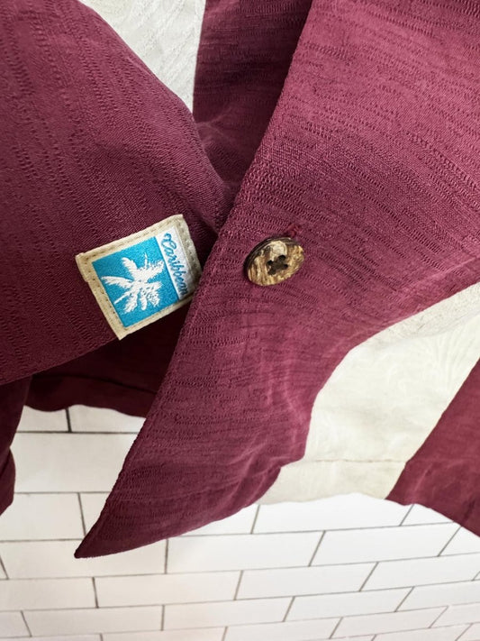nwt caribbean colour block full button cabana shirt - good market thrift store