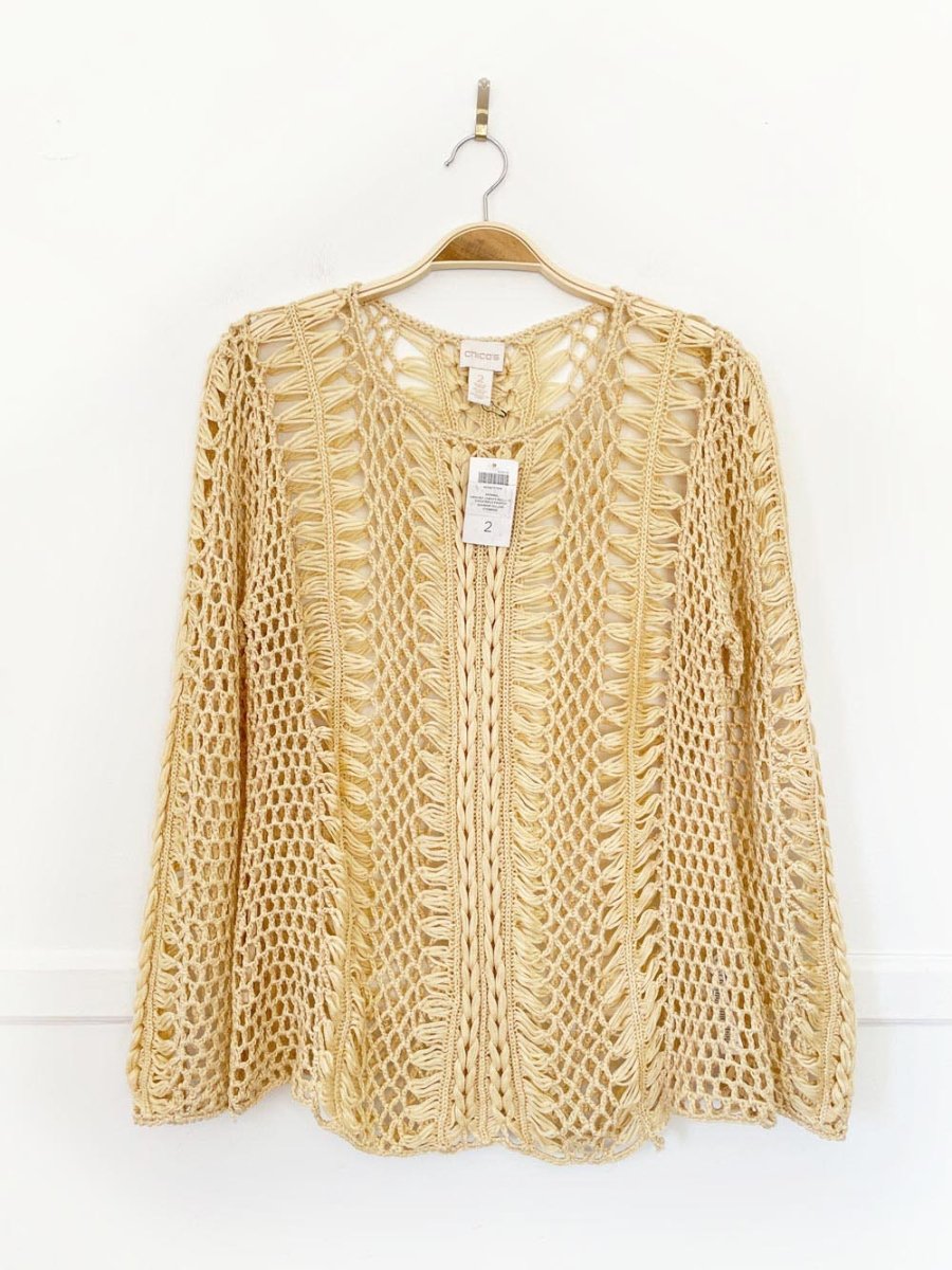 nwt chico's crochet knit long sleeve top - good market thrift store