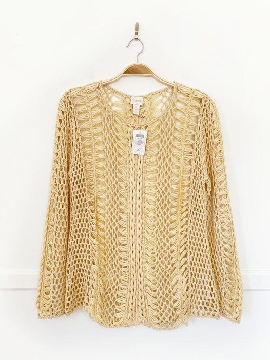 nwt chico's crochet knit long sleeve top - good market thrift store