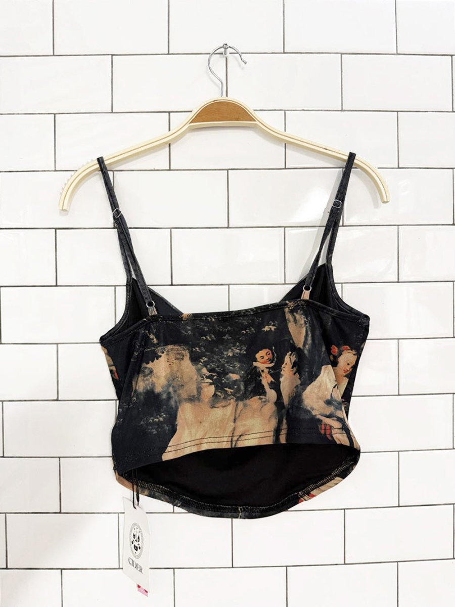 nwt cider baroque art cowl neck corset top - good market thrift store