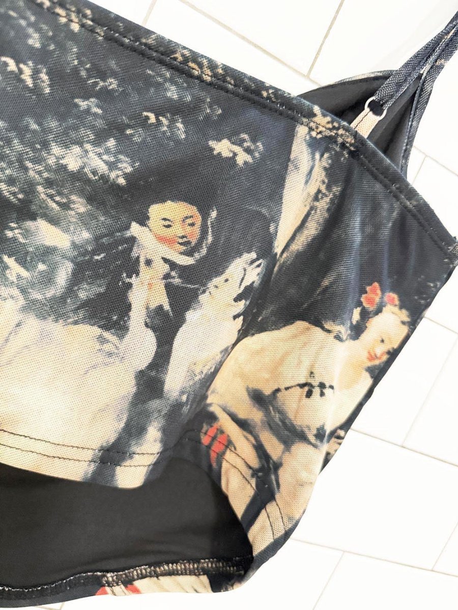 nwt cider baroque art cowl neck corset top - good market thrift store