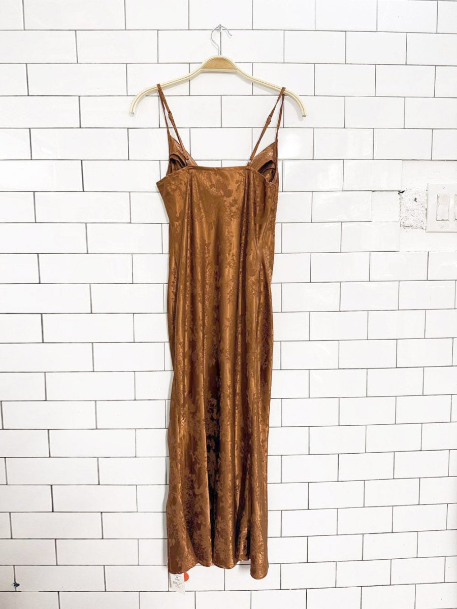 nwt cider jacquard satin cowl neck maxi slip dress - good market thrift store