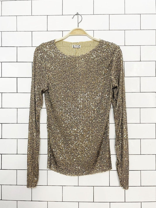 nwt free people gold rush sequin long sleeve top - good market thrift store