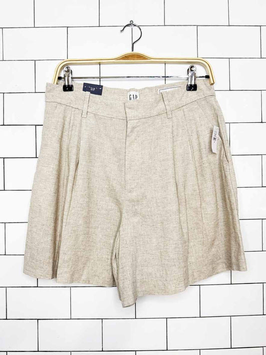 nwt gap linen-blend 365 high rise pleated short - good market thrift store