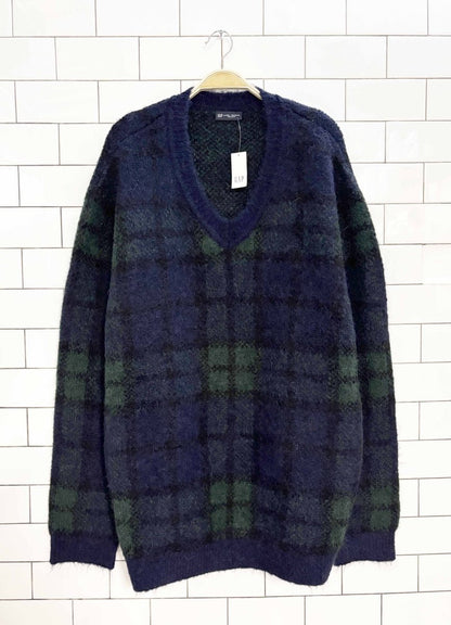nwt gap wool - alpaca plaid oversized knit sweater - good market thrift store