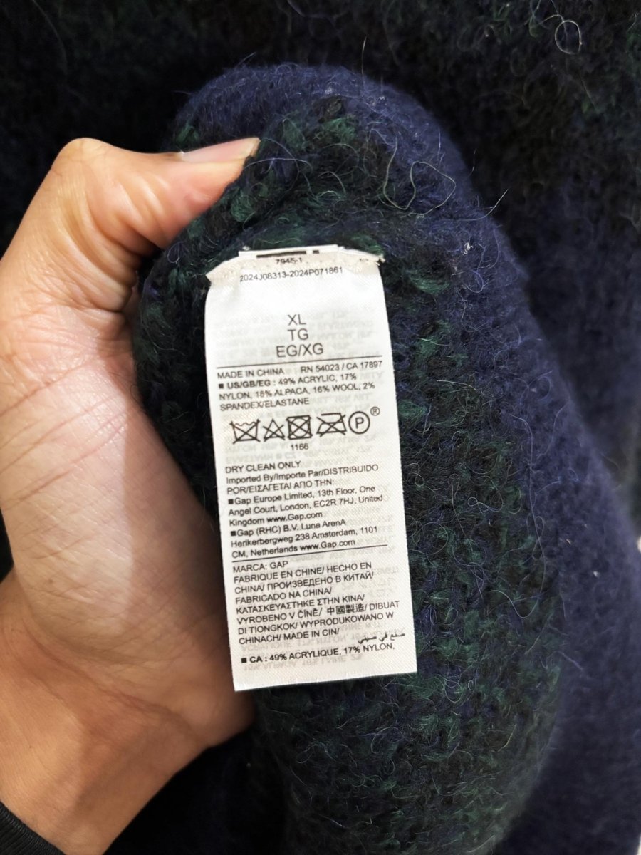 nwt gap wool - alpaca plaid oversized knit sweater - good market thrift store