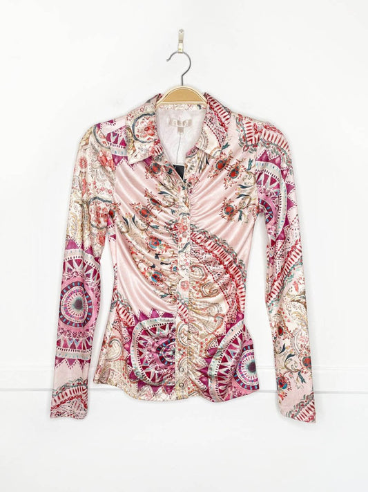nwt guess milana shirred snap button top - good market thrift store