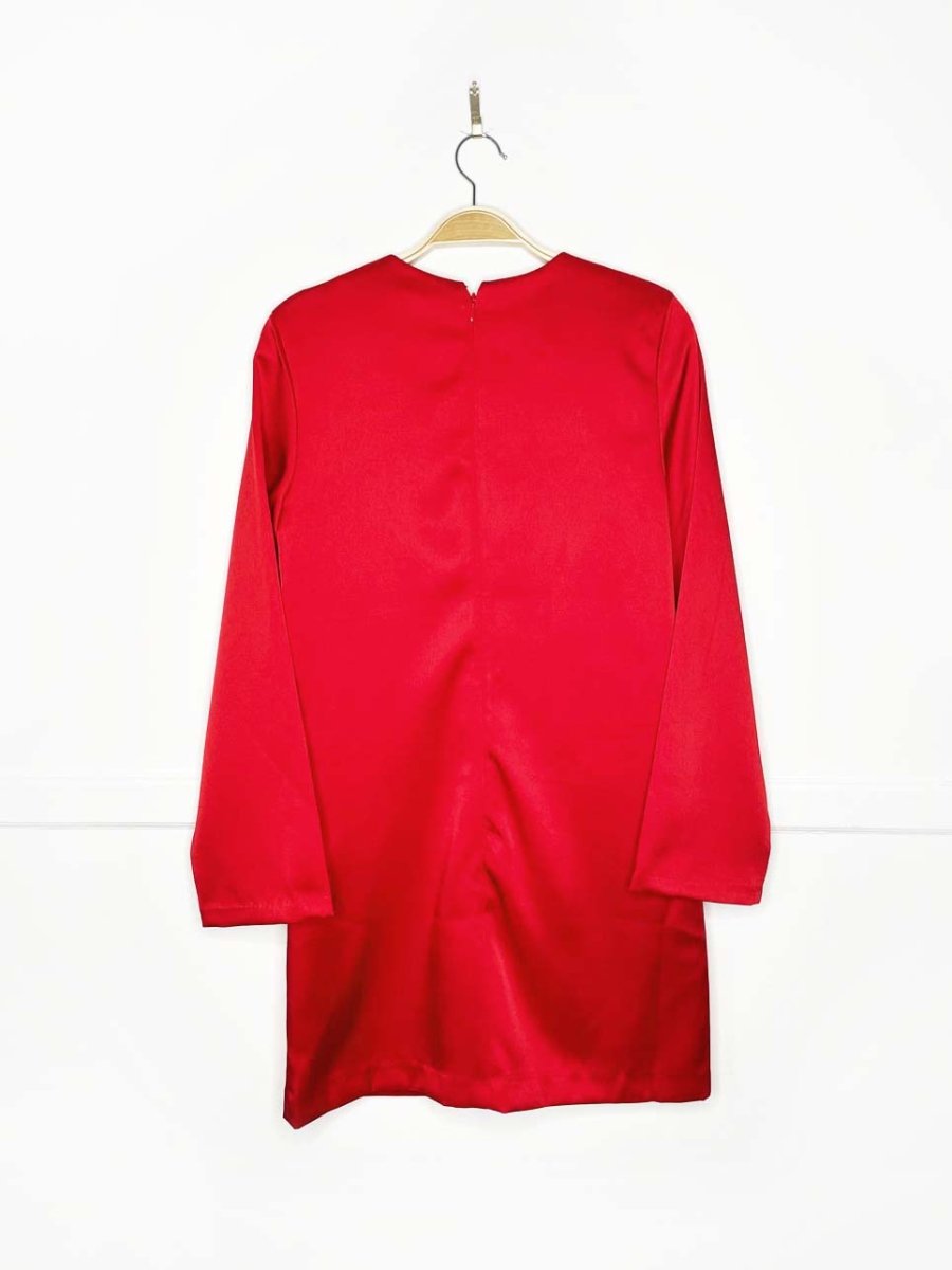 nwt h&m red satin long sleeve mini dress - good market thrift store