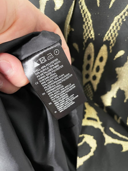 nwt h&m wool - blend gold brocade pleated strapless cocktail dress - good market thrift store