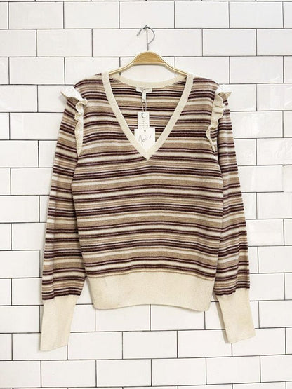 nwt joie wool - cashmere blend ruffle shoulder knit sweater - good market thrift store