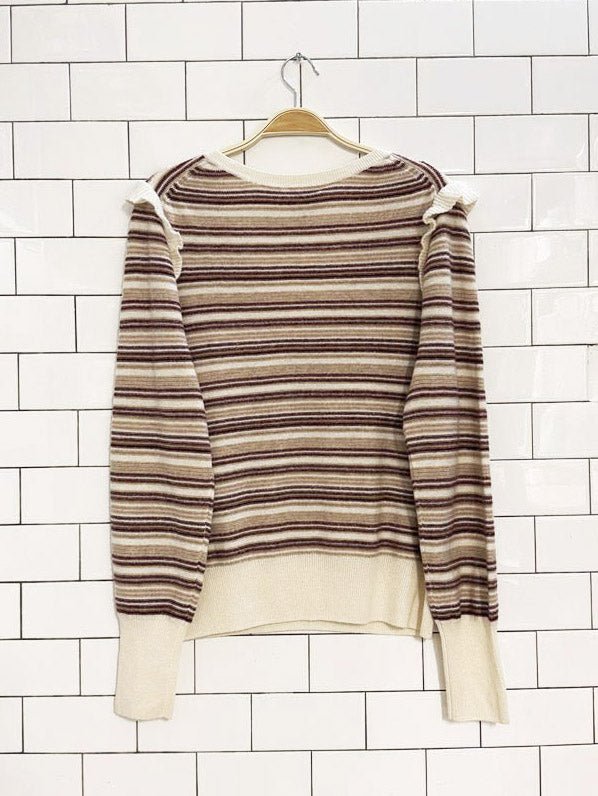 nwt joie wool - cashmere blend ruffle shoulder knit sweater - good market thrift store