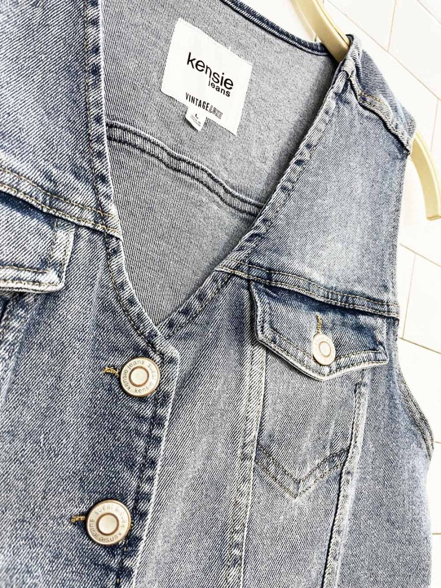 nwt kensie jeans stretchy denim vest top - good market thrift store
