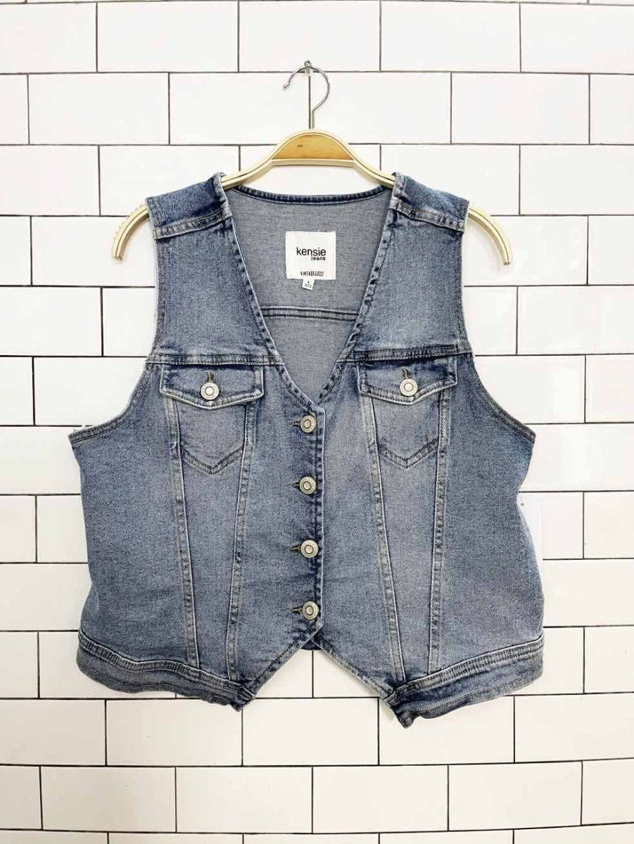 nwt kensie jeans stretchy denim vest top - good market thrift store