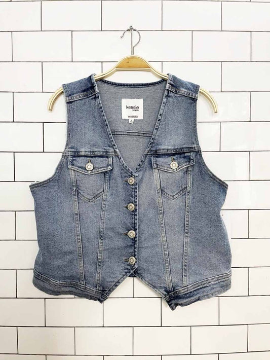 nwt kensie jeans stretchy denim vest top - good market thrift store