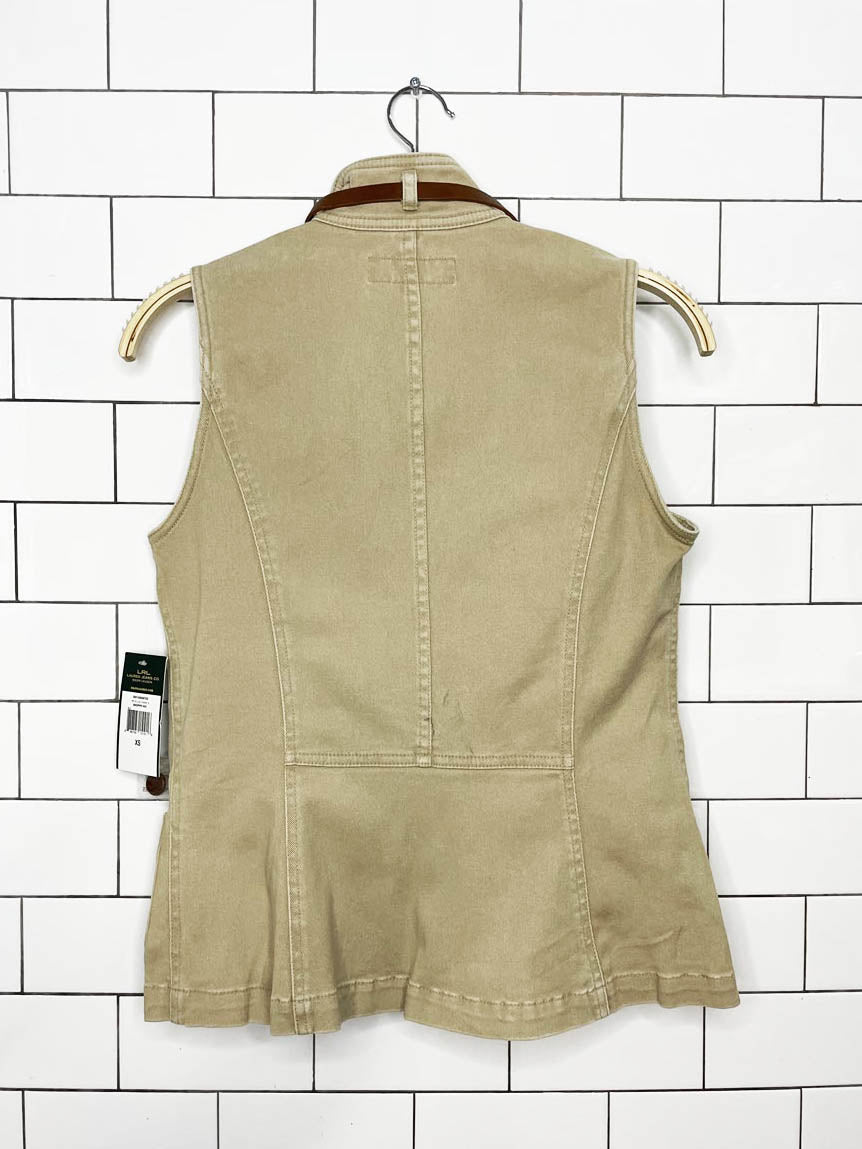 nwt lauren ralph lauren utility twill full zip belted vest - good market thrift store