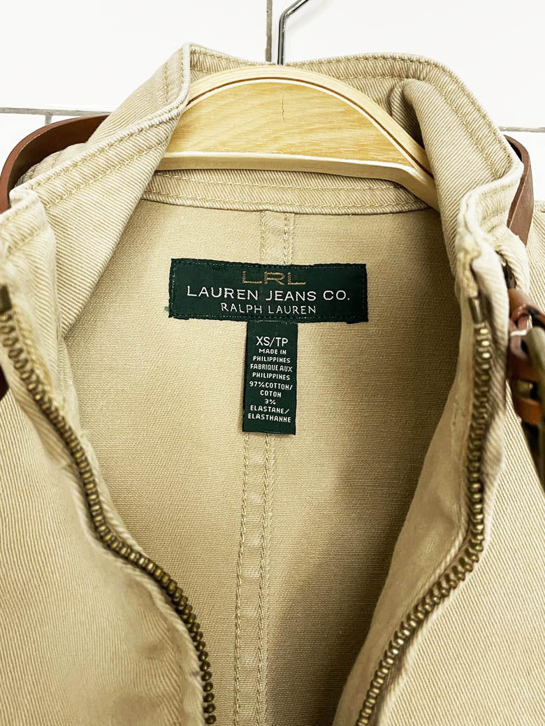 nwt lauren ralph lauren utility twill full zip belted vest - good market thrift store