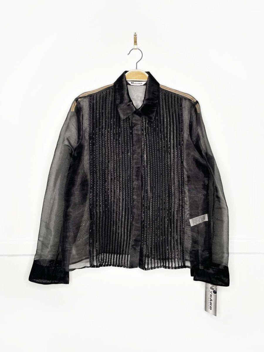 nwt nygard beaded salzburg tuxedo chiffon blouse - good market thrift store