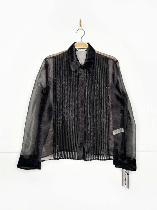 nwt nygard beaded salzburg tuxedo chiffon blouse - good market thrift store