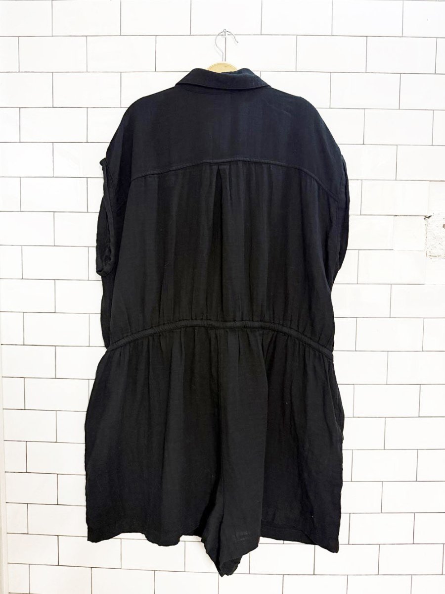 nwt old navy gauze cotton 1/2 button drawstring romper - good market thrift store