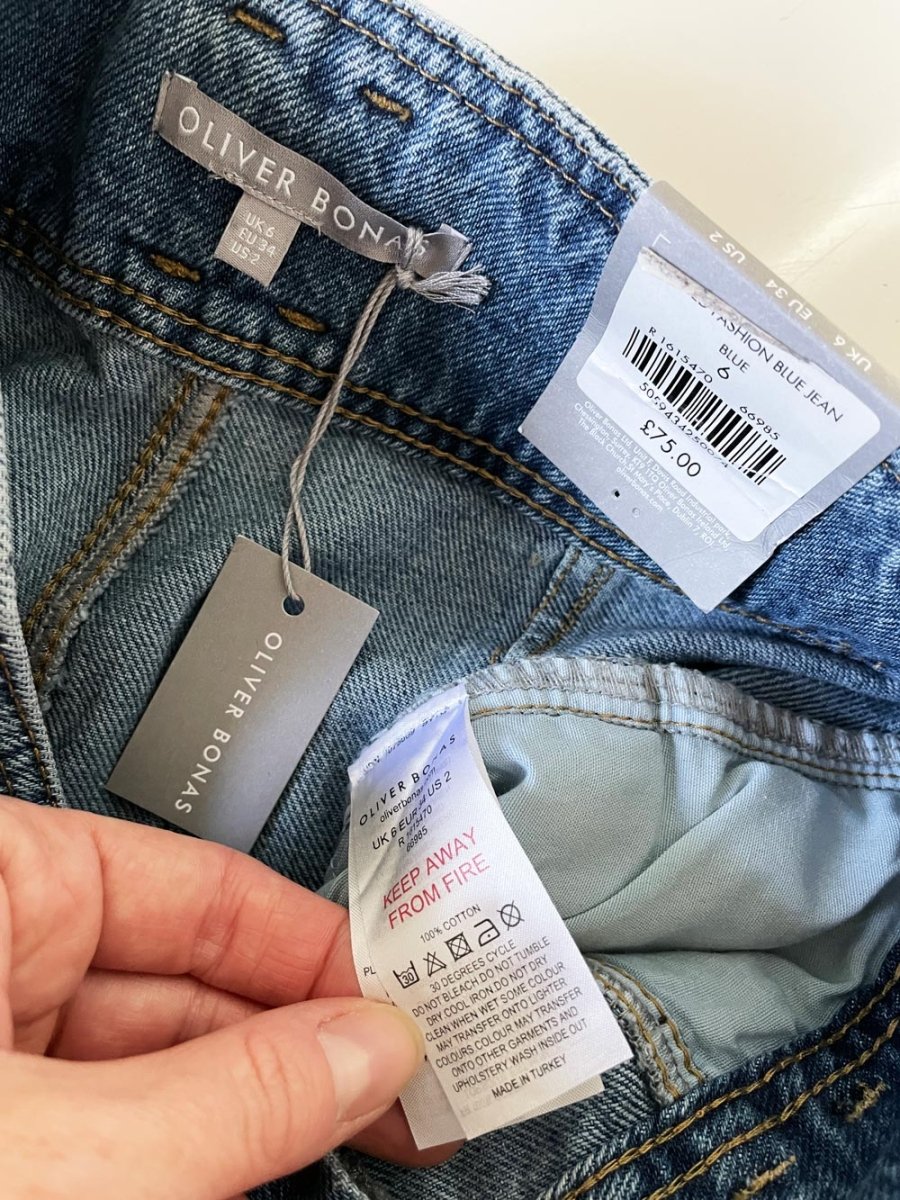 nwt oliver bonas belted high rise jeans - good market thrift store