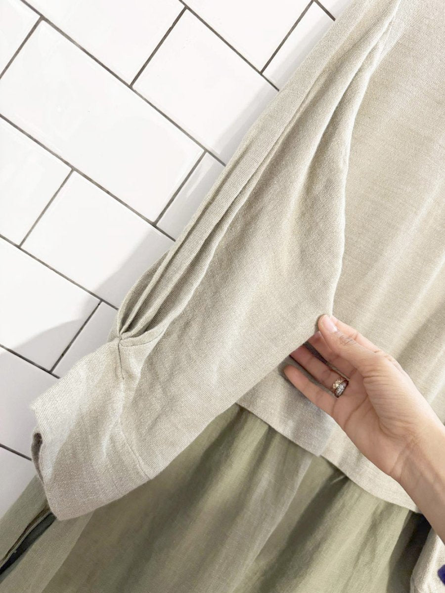 nwt pan linen - blend pleated sleeve midi dress | made in Portugal - good market thrift store