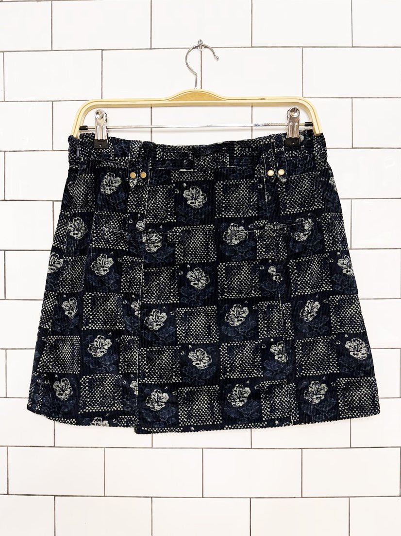 nwt pilcro floral check corduroy wrap mini skirt | anthropologie - good market thrift store