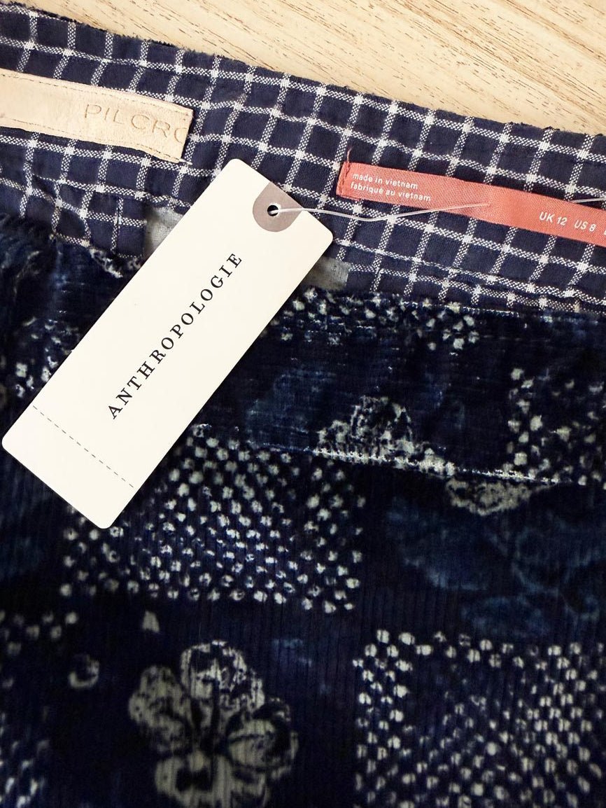 nwt pilcro floral check corduroy wrap mini skirt | anthropologie - good market thrift store