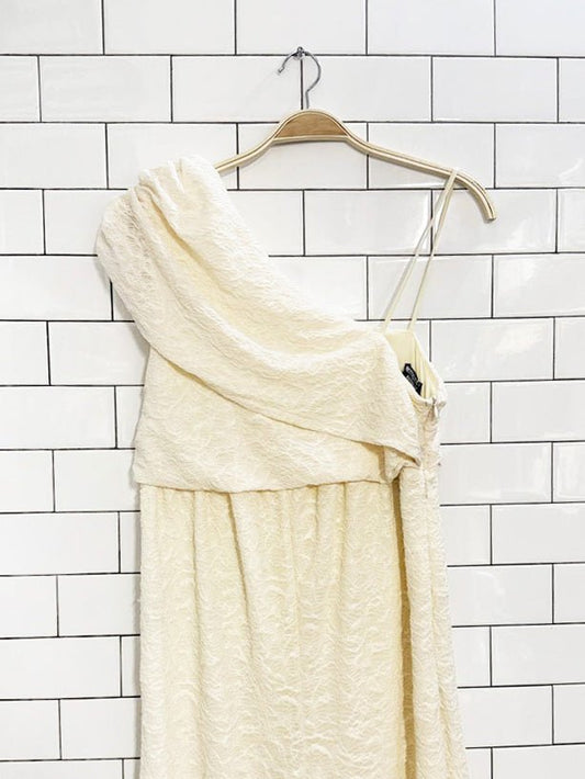 nwt pretty little thing draped one shoulder wide leg jumpsuit - good market thrift store