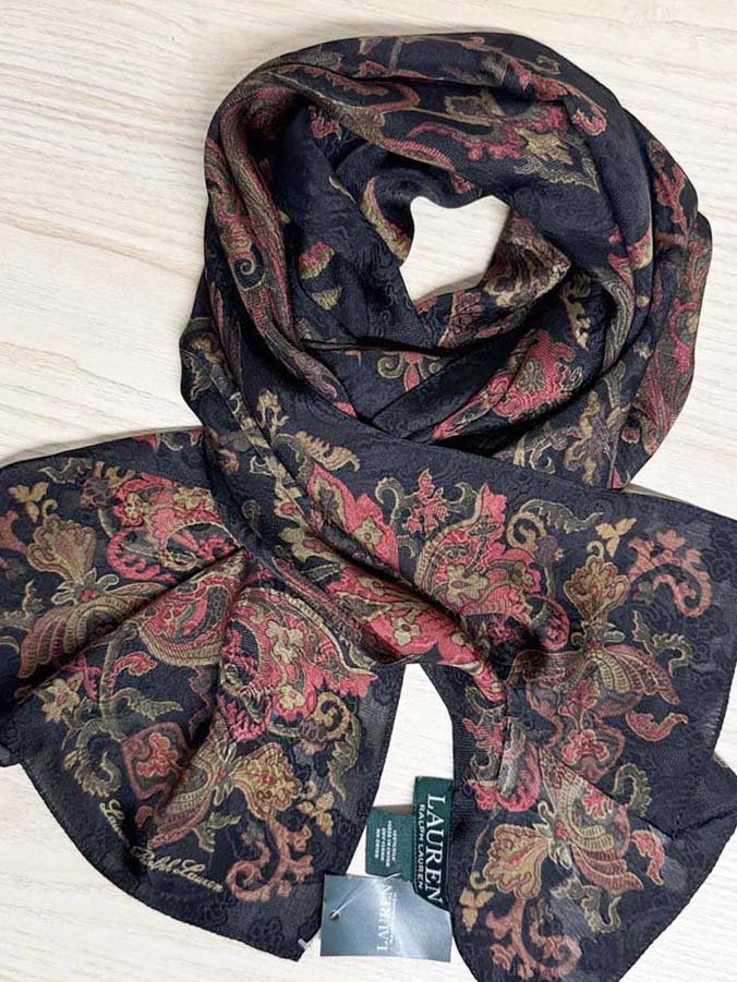 nwt ralph lauren 100% silk paisley sheer scarf - good market thrift store
