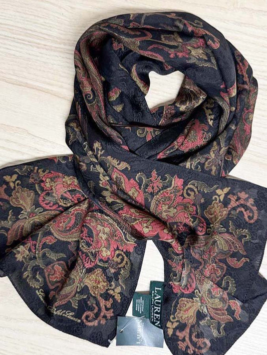 nwt ralph lauren 100% silk paisley sheer scarf - good market thrift store