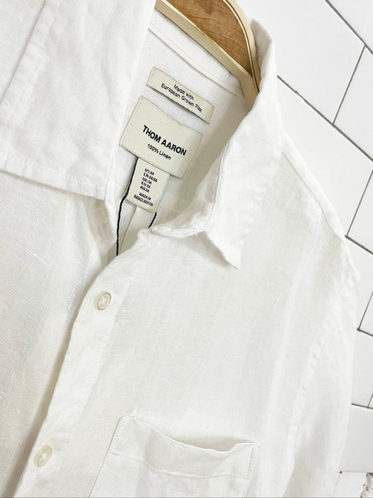nwt thom aaron 100% linen full button shirt | european grown flax - good market thrift store
