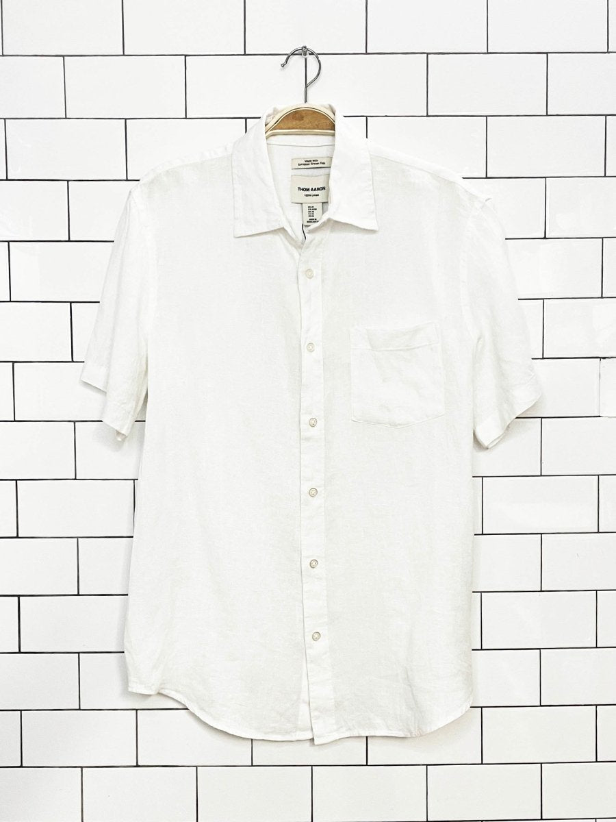 nwt thom aaron 100% linen full button shirt | european grown flax - good market thrift store