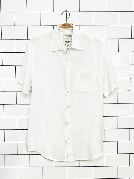 nwt thom aaron 100% linen full button shirt | european grown flax - good market thrift store