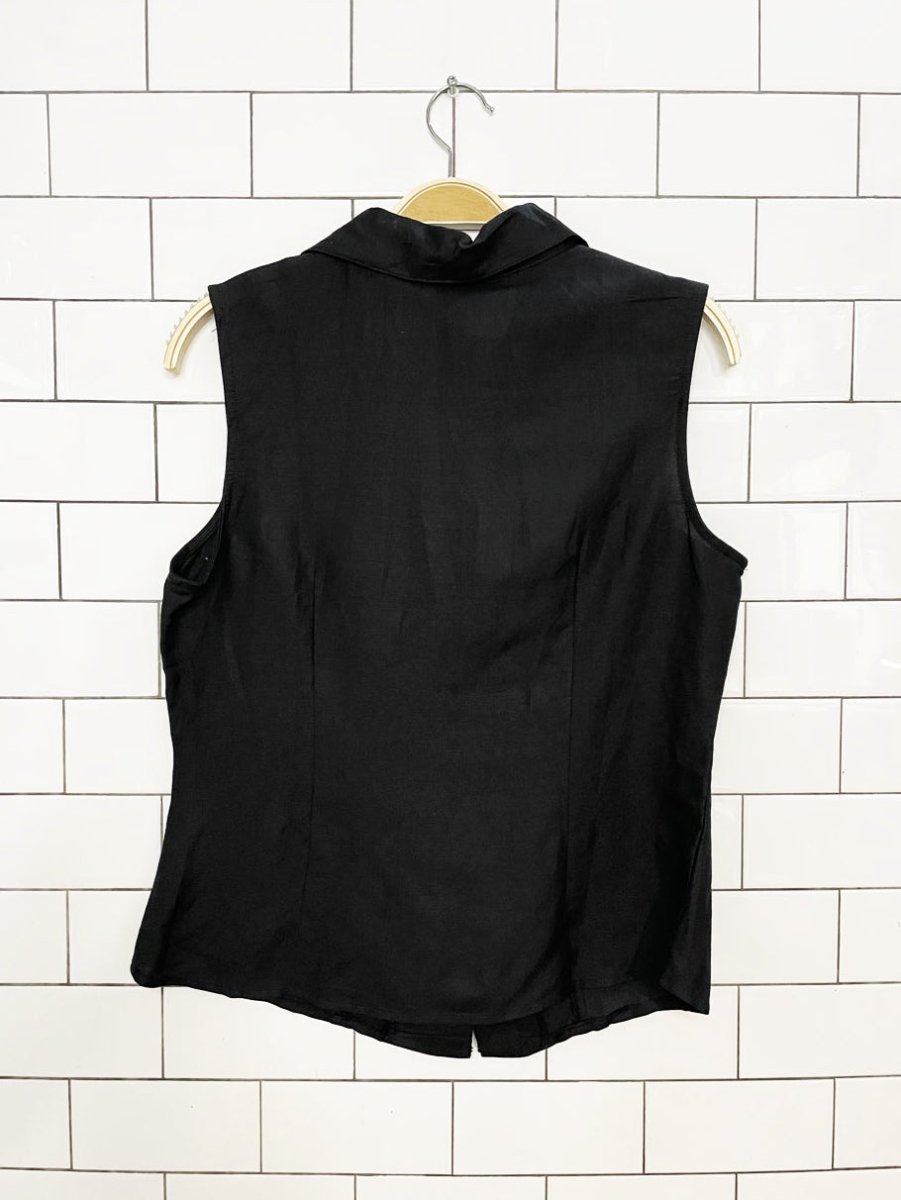nwt vintage 00s connection 18 ramie-blend fitted sleeveless shirt - good market thrift store