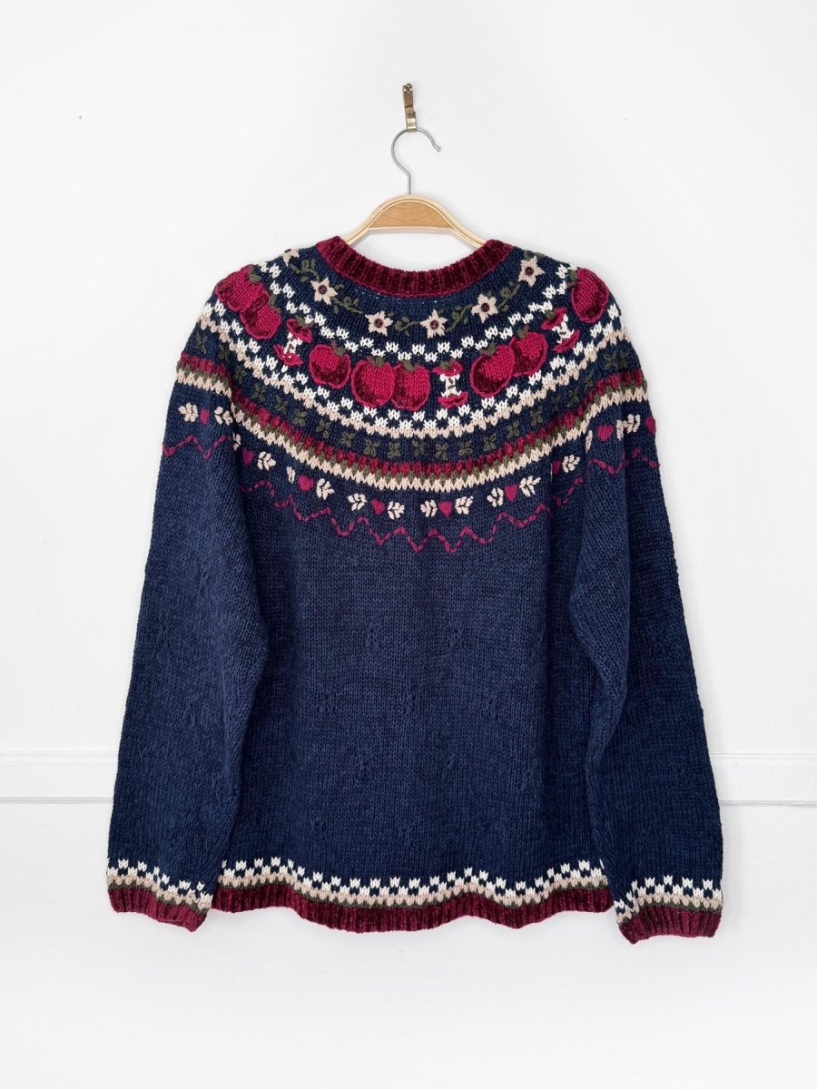 nwt vintage 00s croft & barrow fair isle apples knit cardigan - good market thrift store