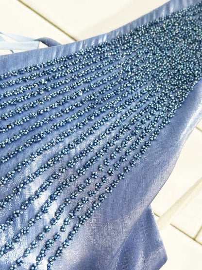 nwt vintage 00s let's fashion shiny satin beaded maxi dress | made in USA - good market thrift store