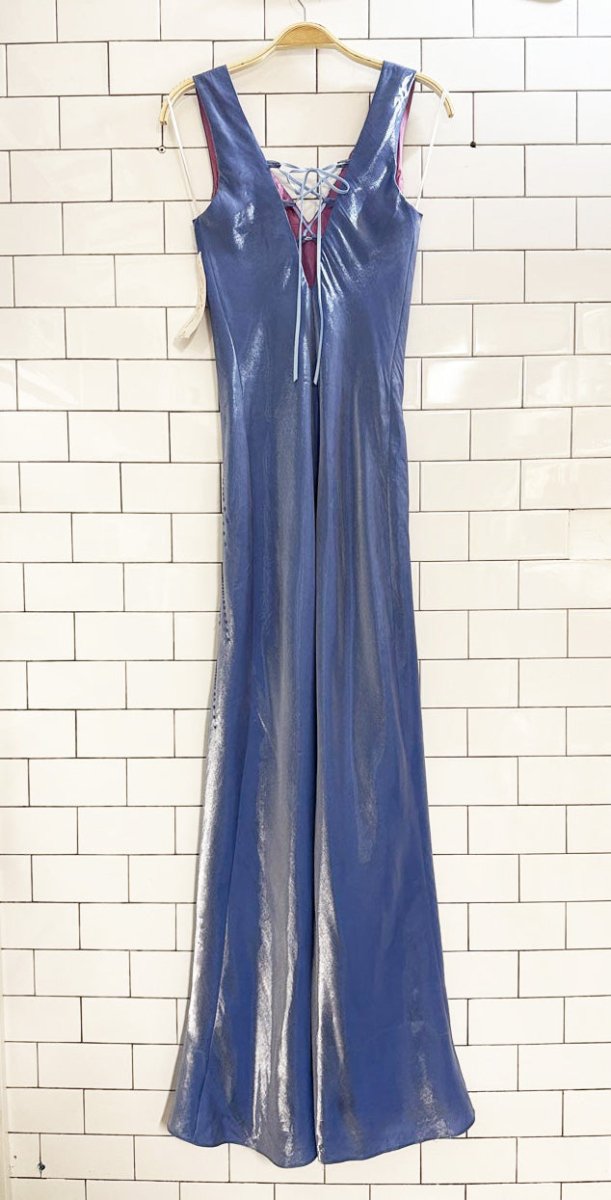 nwt vintage 00s let's fashion shiny satin beaded maxi dress | made in USA - good market thrift store