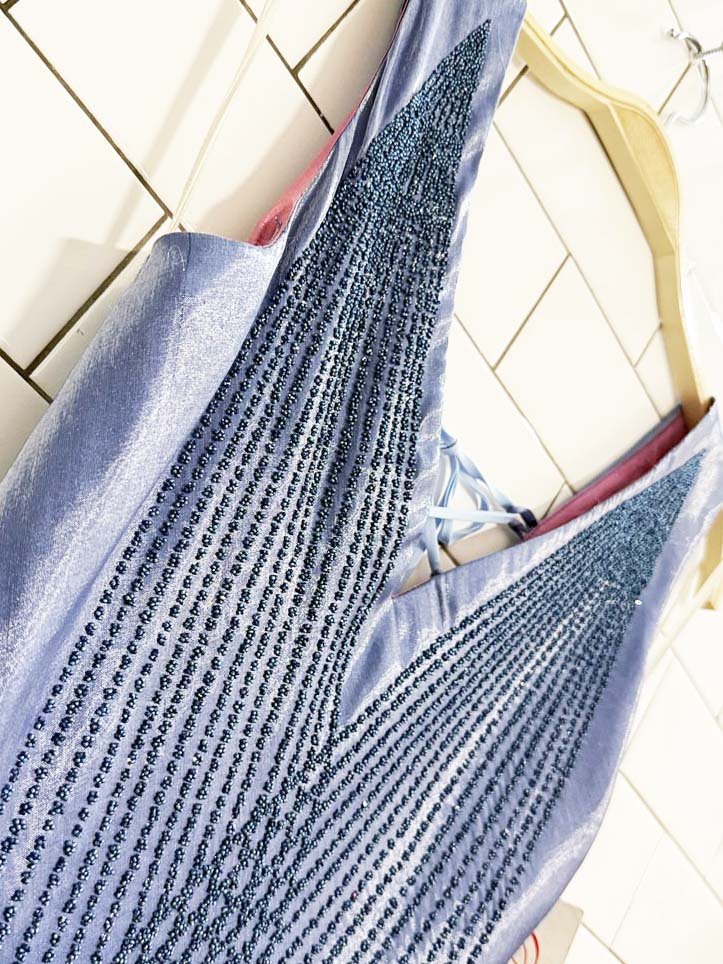 nwt vintage 00s let's fashion shiny satin beaded maxi dress | made in USA - good market thrift store