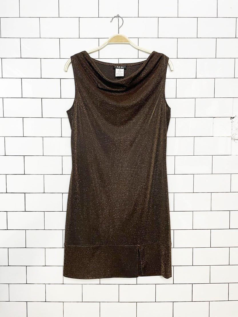 nwt vintage 00s mk studio metallic cowl-neck mini dress | made in Canada - good market thrift store