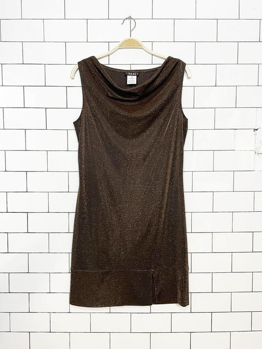 nwt vintage 00s mk studio metallic cowl-neck mini dress | made in Canada - good market thrift store