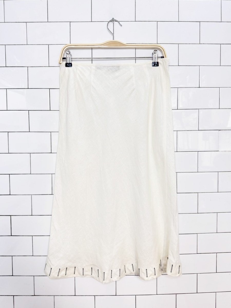nwt vintage 00s willi smith 100% linen a-line midi skirt | deadstock - good market thrift store