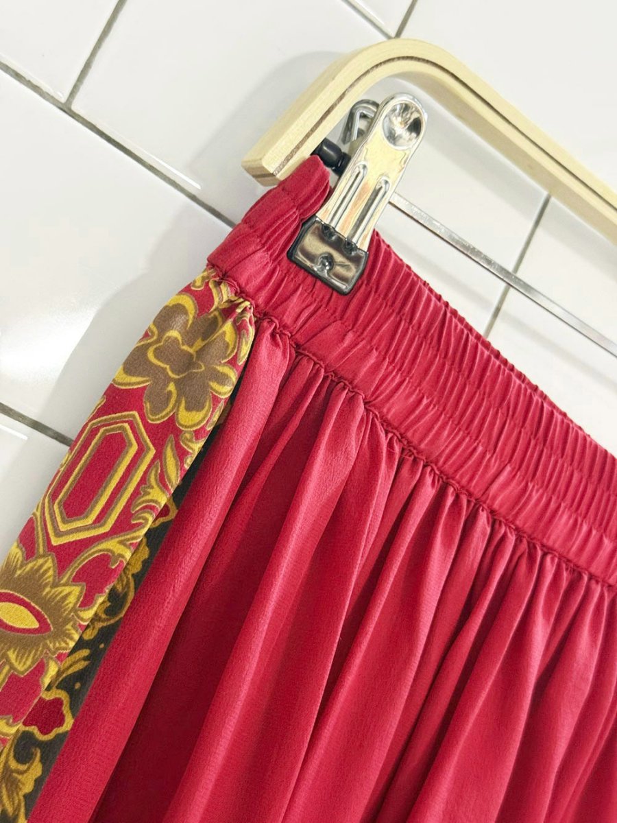 nwt vintage 100% silk scarf print flowy midi skirt | the silk collection - good market thrift store